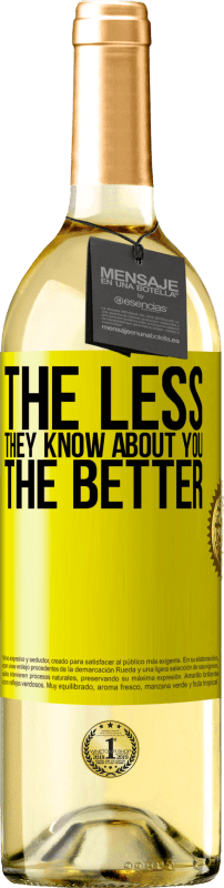 29,95 € Free Shipping | White Wine WHITE Edition The less they know about you, the better Yellow Label. Customizable label Young wine Harvest 2024 Verdejo