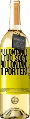 29,95 € Spedizione Gratuita | Vino bianco Edizione WHITE Più lontano è il tuo sogno, più lontano ti porterà Etichetta Gialla. Etichetta personalizzabile Vino giovane Raccogliere 2023 Verdejo