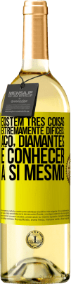 29,95 € Envio grátis | Vinho branco Edição WHITE Existem três coisas extremamente difíceis: aço, diamantes e conhecer a si mesmo Etiqueta Amarela. Etiqueta personalizável Vinho jovem Colheita 2025 Verdejo