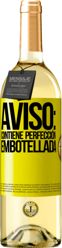 29,95 € Envío gratis | Vino Blanco Edición WHITE Aviso: contiene perfección embotellada Etiqueta Amarilla. Etiqueta personalizable Vino joven Cosecha 2024 Verdejo