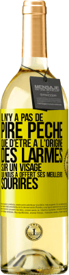 29,95 € Envoi gratuit | Vin blanc Édition WHITE Il n'y a pas de pire péché que d'être à l'origine des larmes sur un visage qui nous a offert ses meilleurs sourires Étiquette Jaune. Étiquette personnalisable Vin jeune Récolte 2023 Verdejo