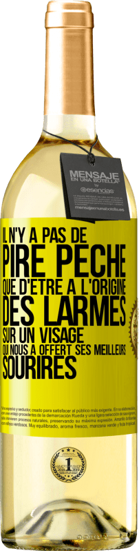 29,95 € Envoi gratuit | Vin blanc Édition WHITE Il n'y a pas de pire péché que d'être à l'origine des larmes sur un visage qui nous a offert ses meilleurs sourires Étiquette Jaune. Étiquette personnalisable Vin jeune Récolte 2025 Verdejo