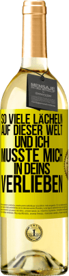 29,95 € Kostenloser Versand | Weißwein WHITE Ausgabe So viele Lächeln auf dieser Welt und ich musste mich in Deins verlieben Gelbes Etikett. Anpassbares Etikett Junger Wein Ernte 2023 Verdejo