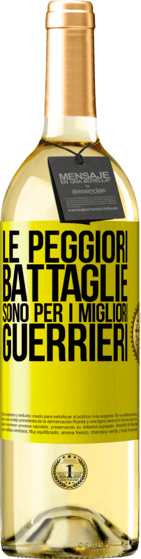 29,95 € Spedizione Gratuita | Vino bianco Edizione WHITE Le peggiori battaglie sono per i migliori guerrieri Etichetta Gialla. Etichetta personalizzabile Vino giovane Raccogliere 2024 Verdejo