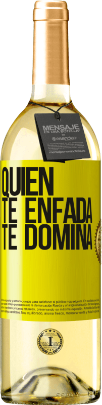 29,95 € Envío gratis | Vino Blanco Edición WHITE Quien te enfada te domina Etiqueta Amarilla. Etiqueta personalizable Vino joven Cosecha 2024 Verdejo