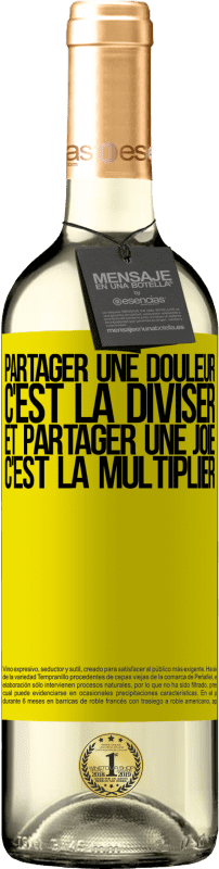 29,95 € Envoi gratuit | Vin blanc Édition WHITE Partager une douleur, c'est la diviser et partager une joie, c'est la multiplier Étiquette Jaune. Étiquette personnalisable Vin jeune Récolte 2024 Verdejo