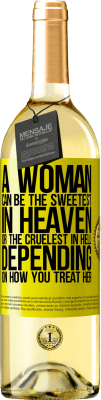 29,95 € Free Shipping | White Wine WHITE Edition A woman can be the sweetest in heaven, or the cruelest in hell, depending on how you treat her Yellow Label. Customizable label Young wine Harvest 2023 Verdejo