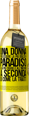 29,95 € Spedizione Gratuita | Vino bianco Edizione WHITE Una donna può essere la più dolce in paradiso o la più crudele all'inferno, a seconda di come la tratti Etichetta Gialla. Etichetta personalizzabile Vino giovane Raccogliere 2024 Verdejo