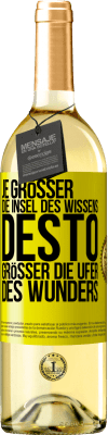 29,95 € Kostenloser Versand | Weißwein WHITE Ausgabe Je größer die Insel des Wissens, desto größer die Ufer des Wunders Gelbes Etikett. Anpassbares Etikett Junger Wein Ernte 2024 Verdejo