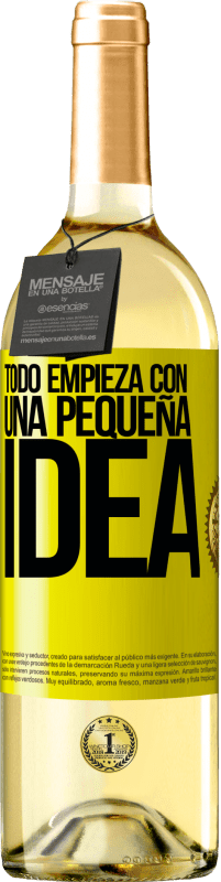 29,95 € Envío gratis | Vino Blanco Edición WHITE Todo empieza con una pequeña idea Etiqueta Amarilla. Etiqueta personalizable Vino joven Cosecha 2025 Verdejo