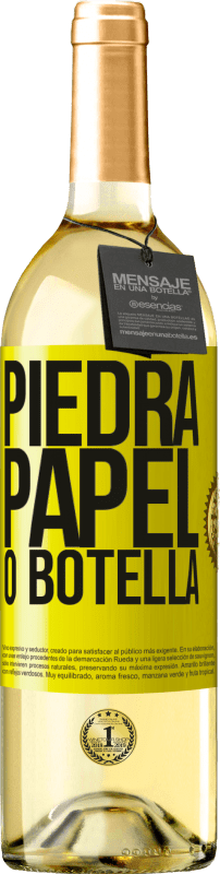 29,95 € Envío gratis | Vino Blanco Edición WHITE Piedra, papel o botella Etiqueta Amarilla. Etiqueta personalizable Vino joven Cosecha 2024 Verdejo