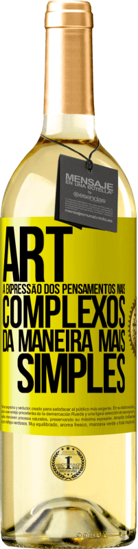 29,95 € Envio grátis | Vinho branco Edição WHITE ART A expressão dos pensamentos mais complexos da maneira mais simples Etiqueta Amarela. Etiqueta personalizável Vinho jovem Colheita 2024 Verdejo