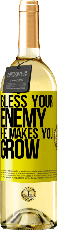29,95 € Free Shipping | White Wine WHITE Edition Bless your enemy. He makes you grow Yellow Label. Customizable label Young wine Harvest 2023 Verdejo