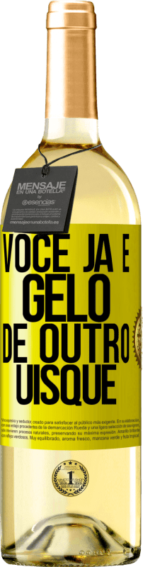 29,95 € Envio grátis | Vinho branco Edição WHITE Você já é gelo de outro uísque Etiqueta Amarela. Etiqueta personalizável Vinho jovem Colheita 2024 Verdejo