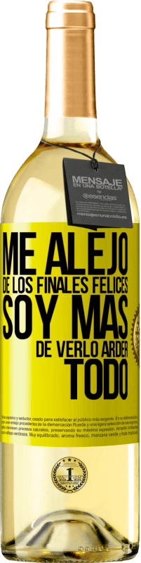 29,95 € Envío gratis | Vino Blanco Edición WHITE Me alejo de los finales felices, soy más de verlo arder todo Etiqueta Amarilla. Etiqueta personalizable Vino joven Cosecha 2025 Verdejo