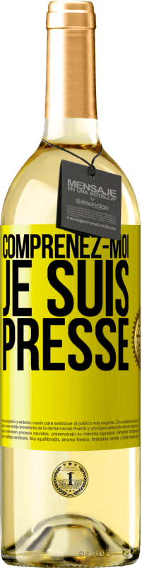 29,95 € Envoi gratuit | Vin blanc Édition WHITE Comprenez-moi, je suis pressé Étiquette Jaune. Étiquette personnalisable Vin jeune Récolte 2025 Verdejo