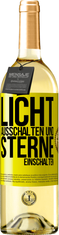 29,95 € Kostenloser Versand | Weißwein WHITE Ausgabe Licht ausschalten und Sterne einschalten Gelbes Etikett. Anpassbares Etikett Junger Wein Ernte 2024 Verdejo