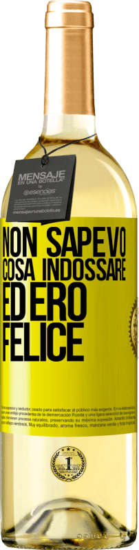 29,95 € Spedizione Gratuita | Vino bianco Edizione WHITE Non sapevo cosa indossare ed ero felice Etichetta Gialla. Etichetta personalizzabile Vino giovane Raccogliere 2024 Verdejo