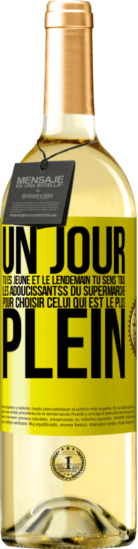 29,95 € Envoi gratuit | Vin blanc Édition WHITE Un jour tu es jeune et le lendemain tu sens tous les adoucissantss du supermarché pour choisir celui qui est le plus plein Étiquette Jaune. Étiquette personnalisable Vin jeune Récolte 2025 Verdejo