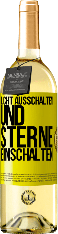 29,95 € Kostenloser Versand | Weißwein WHITE Ausgabe Licht ausschalten und Sterne einschalten Gelbes Etikett. Anpassbares Etikett Junger Wein Ernte 2024 Verdejo