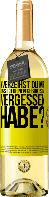 29,95 € Kostenloser Versand | Weißwein WHITE Ausgabe Vverzeihst du mir, dass ich deinen Geburtstag vergessen habe? Gelbes Etikett. Anpassbares Etikett Junger Wein Ernte 2024 Verdejo