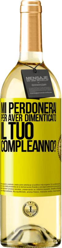 29,95 € Spedizione Gratuita | Vino bianco Edizione WHITE Mi perdonerai per aver dimenticato il tuo compleanno? Etichetta Gialla. Etichetta personalizzabile Vino giovane Raccogliere 2024 Verdejo