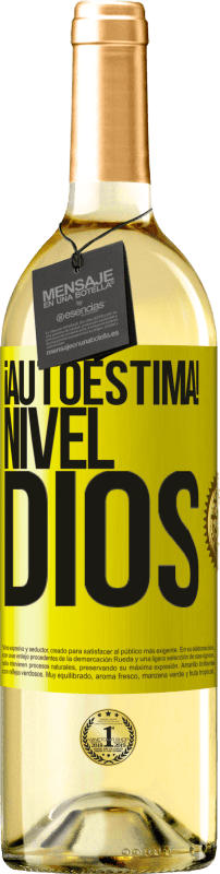 29,95 € Envío gratis | Vino Blanco Edición WHITE ¡Autoestima! Nivel dios Etiqueta Amarilla. Etiqueta personalizable Vino joven Cosecha 2025 Verdejo