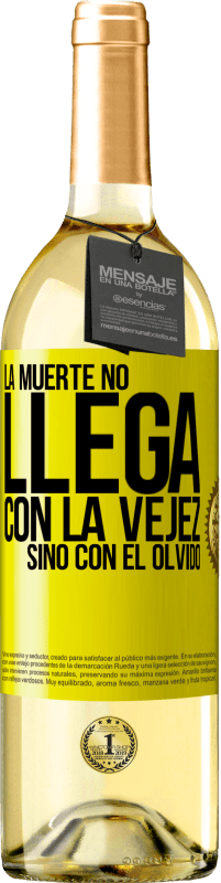 29,95 € Envío gratis | Vino Blanco Edición WHITE La muerte no llega con la vejez, sino con el olvido Etiqueta Amarilla. Etiqueta personalizable Vino joven Cosecha 2024 Verdejo