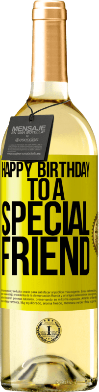 29,95 € Envio grátis | Vinho branco Edição WHITE Feliz aniversário para um amigo especial Etiqueta Amarela. Etiqueta personalizável Vinho jovem Colheita 2025 Verdejo