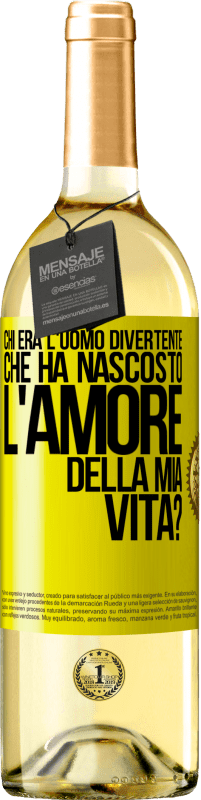29,95 € Spedizione Gratuita | Vino bianco Edizione WHITE Chi era l'uomo divertente che ha nascosto l'amore della mia vita? Etichetta Gialla. Etichetta personalizzabile Vino giovane Raccogliere 2025 Verdejo
