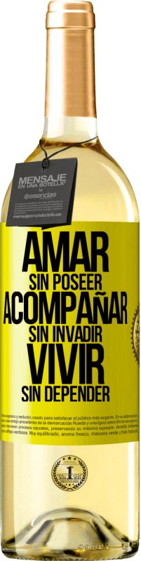 29,95 € Envío gratis | Vino Blanco Edición WHITE Amar sin poseer, acompañar sin invadir, vivir sin depender Etiqueta Amarilla. Etiqueta personalizable Vino joven Cosecha 2024 Verdejo