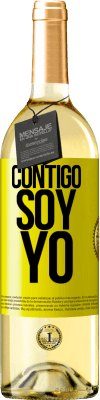 29,95 € Envío gratis | Vino Blanco Edición WHITE Contigo soy yo Etiqueta Amarilla. Etiqueta personalizable Vino joven Cosecha 2024 Verdejo