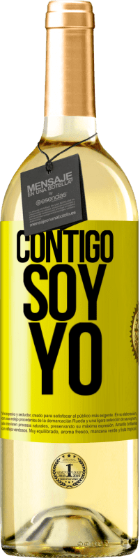 29,95 € Envío gratis | Vino Blanco Edición WHITE Contigo soy yo Etiqueta Amarilla. Etiqueta personalizable Vino joven Cosecha 2023 Verdejo