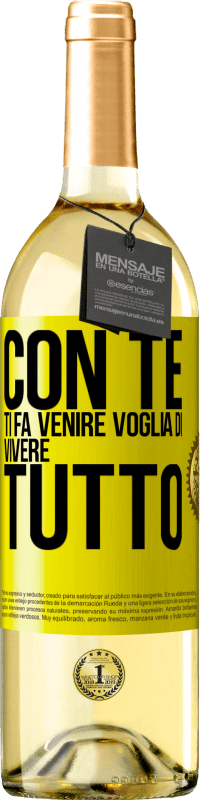 29,95 € Spedizione Gratuita | Vino bianco Edizione WHITE Con te ti fa venire voglia di vivere tutto Etichetta Gialla. Etichetta personalizzabile Vino giovane Raccogliere 2024 Verdejo