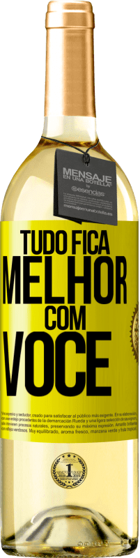 29,95 € Envio grátis | Vinho branco Edição WHITE Tudo fica melhor com você Etiqueta Amarela. Etiqueta personalizável Vinho jovem Colheita 2024 Verdejo