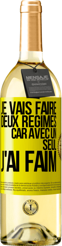 29,95 € Envoi gratuit | Vin blanc Édition WHITE Je vais faire deux régimes car avec un seul j'ai faim Étiquette Jaune. Étiquette personnalisable Vin jeune Récolte 2023 Verdejo