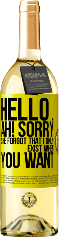 29,95 € Free Shipping | White Wine WHITE Edition Hello ... Ah! Sorry. She forgot that I only exist when you want Yellow Label. Customizable label Young wine Harvest 2023 Verdejo