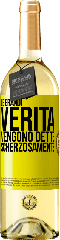 29,95 € Spedizione Gratuita | Vino bianco Edizione WHITE Le grandi verità vengono dette scherzosamente Etichetta Gialla. Etichetta personalizzabile Vino giovane Raccogliere 2024 Verdejo