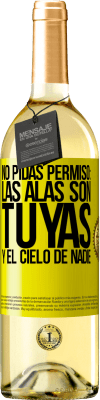 29,95 € Envío gratis | Vino Blanco Edición WHITE No pidas permiso: las alas son tuyas y el cielo de nadie Etiqueta Amarilla. Etiqueta personalizable Vino joven Cosecha 2025 Verdejo