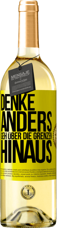 29,95 € Kostenloser Versand | Weißwein WHITE Ausgabe Denke anders. Geh über die Grenzen hinaus Gelbes Etikett. Anpassbares Etikett Junger Wein Ernte 2023 Verdejo