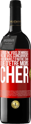 39,95 € Envoi gratuit | Vin rouge Édition RED MBE Réserve Si vous ne vous démarquez pas de vos concurrents vous n'aurez d'autre choix que d'être moins cher Étiquette Rouge. Étiquette personnalisable Réserve 12 Mois Récolte 2014 Tempranillo