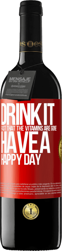 39,95 € 送料無料 | 赤ワイン REDエディション MBE 予約する ビタミンがなくなったことをすぐに飲む！幸せな一日を 赤いタグ. カスタマイズ可能なラベル 予約する 12 月 収穫 2016 Tempranillo
