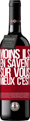 39,95 € Envoi gratuit | Vin rouge Édition RED MBE Réserve Moins ils en savent sur vous, mieux c'est Étiquette Rouge. Étiquette personnalisable Réserve 12 Mois Récolte 2014 Tempranillo