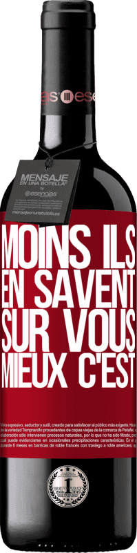 39,95 € Envoi gratuit | Vin rouge Édition RED MBE Réserve Moins ils en savent sur vous, mieux c'est Étiquette Rouge. Étiquette personnalisable Réserve 12 Mois Récolte 2015 Tempranillo