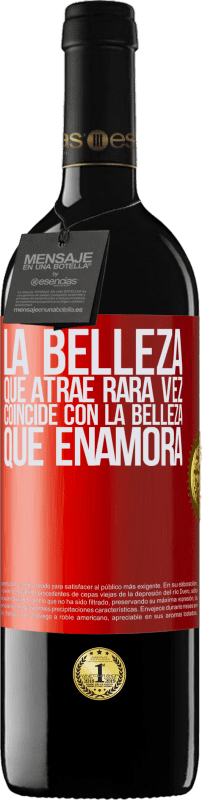 39,95 € Envío gratis | Vino Tinto Edición RED MBE Reserva La belleza que atrae rara vez coincide con la belleza que enamora Etiqueta Roja. Etiqueta personalizable Reserva 12 Meses Cosecha 2015 Tempranillo