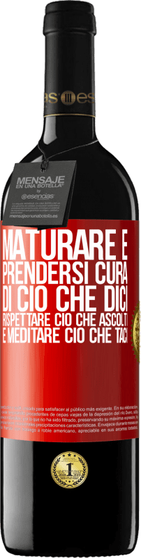 39,95 € Spedizione Gratuita | Vino rosso Edizione RED MBE Riserva Maturare è prendersi cura di ciò che dici, rispettare ciò che ascolti e meditare ciò che taci Etichetta Rossa. Etichetta personalizzabile Riserva 12 Mesi Raccogliere 2015 Tempranillo