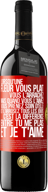 39,95 € Envoi gratuit | Vin rouge Édition RED MBE Réserve Lorsqu'une fleur vous plait, vous l'arrachez. Mais quand vous l'aimez vous prenez soin d'elle et l'arrosez tous les jours Étiquette Rouge. Étiquette personnalisable Réserve 12 Mois Récolte 2015 Tempranillo