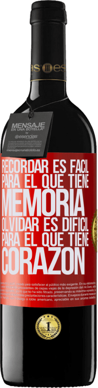 39,95 € Envío gratis | Vino Tinto Edición RED MBE Reserva Recordar es fácil para el que tiene memoria. Olvidar es difícil para el que tiene corazón Etiqueta Roja. Etiqueta personalizable Reserva 12 Meses Cosecha 2015 Tempranillo