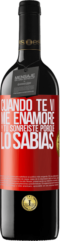 39,95 € Envío gratis | Vino Tinto Edición RED MBE Reserva Cuando te vi me enamoré, y tú sonreiste porque lo sabías Etiqueta Roja. Etiqueta personalizable Reserva 12 Meses Cosecha 2015 Tempranillo