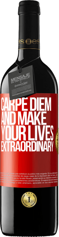 39,95 € 送料無料 | 赤ワイン REDエディション MBE 予約する カルペディエムとあなたの人生を並外れたものにする 赤いタグ. カスタマイズ可能なラベル 予約する 12 月 収穫 2014 Tempranillo
